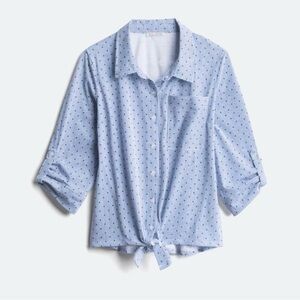 Blue Polka Dot Button-Up Shirt